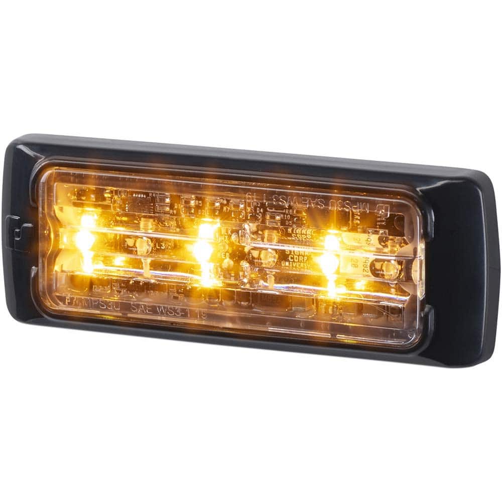 Federal Signal Corp - Emergency Light Assemblies; Type: Warning ; Flash Rate: Variable ; Mount: Surface ; Color: Black; Amber ; Power Source: 12-24V DC ; Overall Height (Decimal Inch): 1.3000 - Exact Tooling