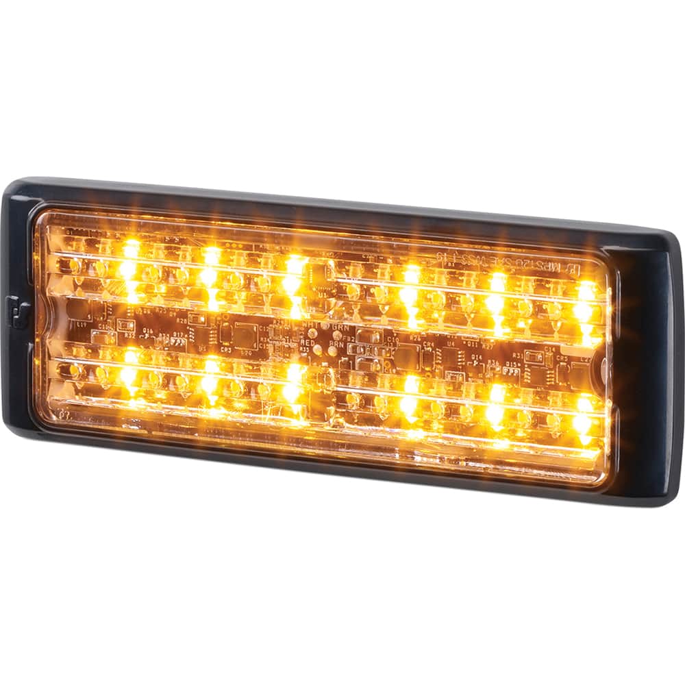 Federal Signal Corp - Emergency Light Assemblies; Type: Warning ; Flash Rate: Variable ; Mount: Surface ; Color: Black; Amber ; Power Source: 12-24V DC ; Overall Height (Decimal Inch): 1.9000 - Exact Tooling