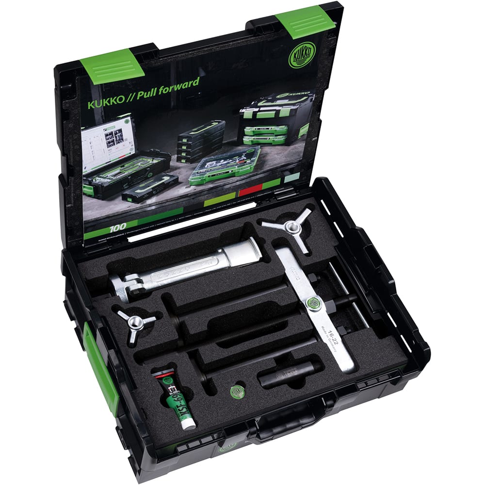 KUKKO - 7 Ton, 0 to 9-7/8" Spread, Cylinder Liner Puller Set - Exact Tooling