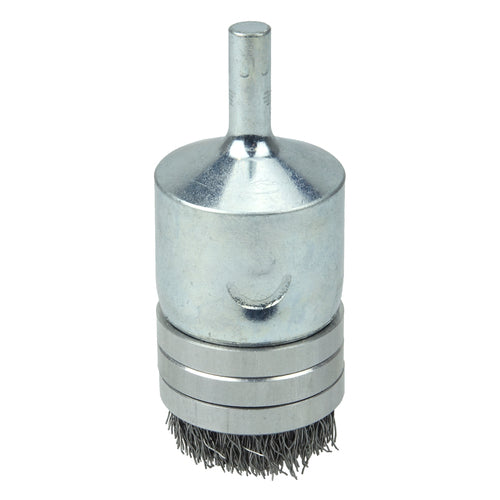 1″ Banded Crimped Wire End Brush, .0104″ Steel Fill - Exact Tooling