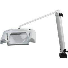 Waldmann Lighting - Task Lights; Fixture Type: Magnifying ; Color: Light Gray ; Lamp Type: LED ; Mounting Type: C-Clamp ; Adjustable Arm Type: Articulated ; Arm Length (Inch): 38.6 - Exact Tooling