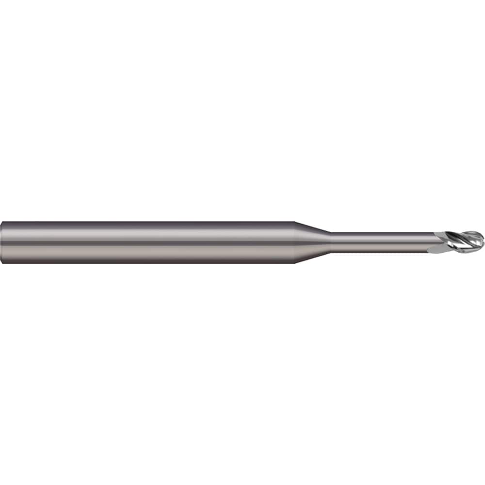 Micro 100 - Ball End Mills; Mill Diameter (mm): 4.00 ; Mill Diameter (Decimal Inch): 0.1575 ; Number of Flutes: 2 ; Length of Cut (mm): 5.0000 ; Length of Cut (Decimal Inch): 0.1969 ; Material: Solid Carbide - Exact Tooling