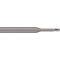 Micro 100 - Ball End Mills; Mill Diameter (mm): 4.00 ; Mill Diameter (Decimal Inch): 0.1575 ; Number of Flutes: 2 ; Length of Cut (mm): 5.0000 ; Length of Cut (Decimal Inch): 0.1969 ; Material: Solid Carbide - Exact Tooling