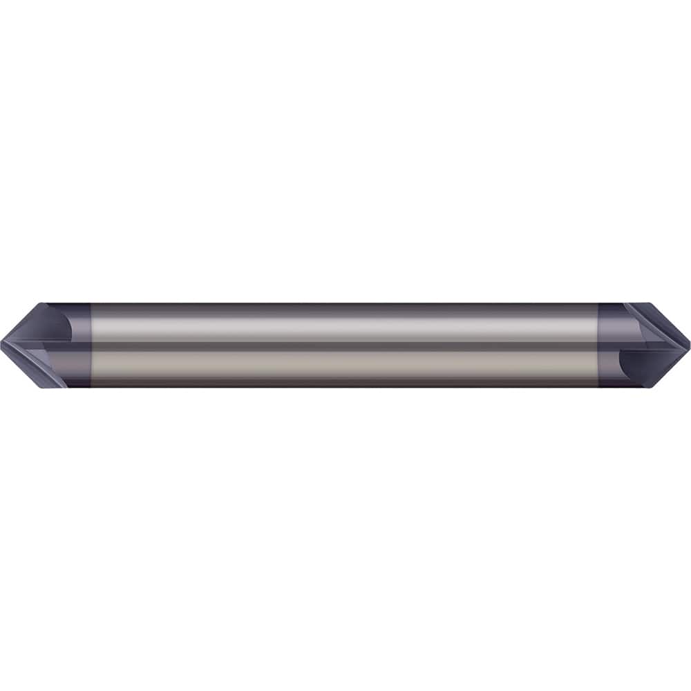 Micro 100 - 1/8" Diam 90°/90° 3-Flute Double End Solid Carbide Chamfer Mill - Exact Tooling