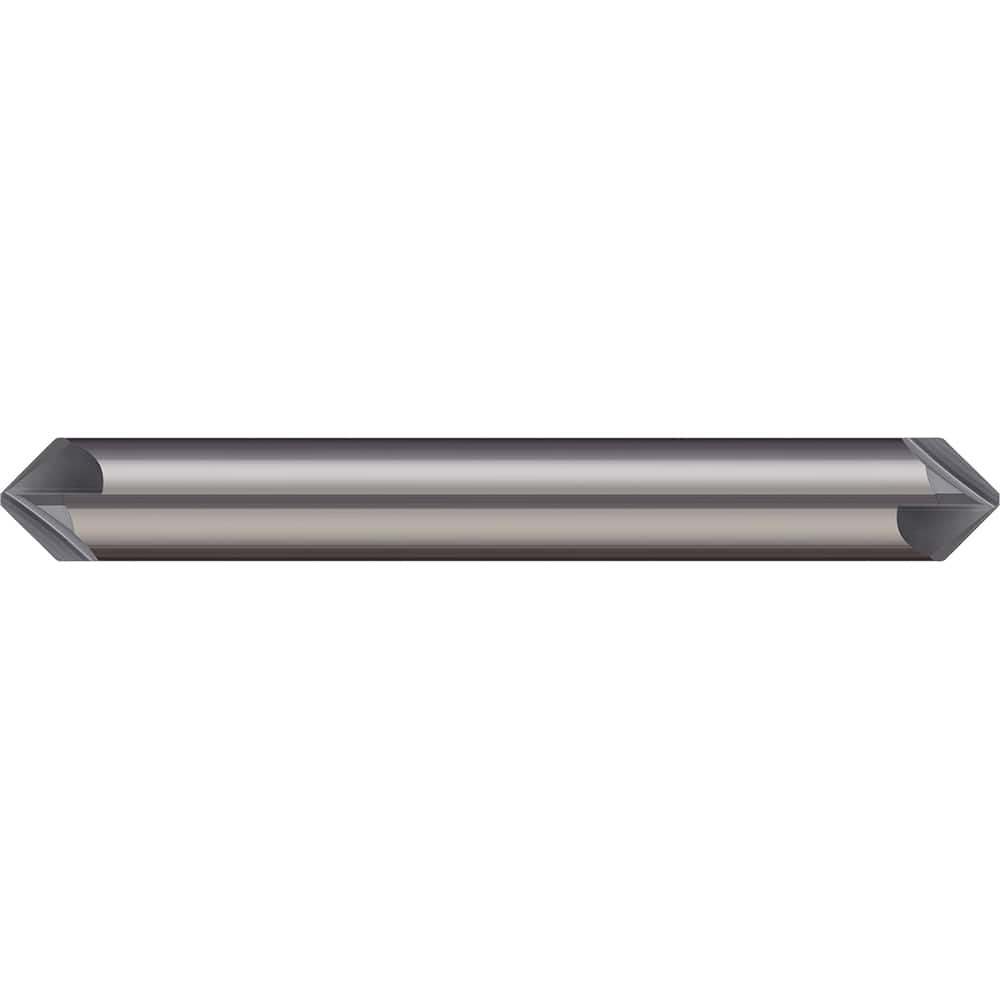 Micro 100 - 1/8" Diam 90°/90° 3-Flute Double End Solid Carbide Chamfer Mill - Exact Tooling