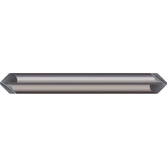 Micro 100 - 1/8" Diam 90°/90° 3-Flute Double End Solid Carbide Chamfer Mill - Exact Tooling