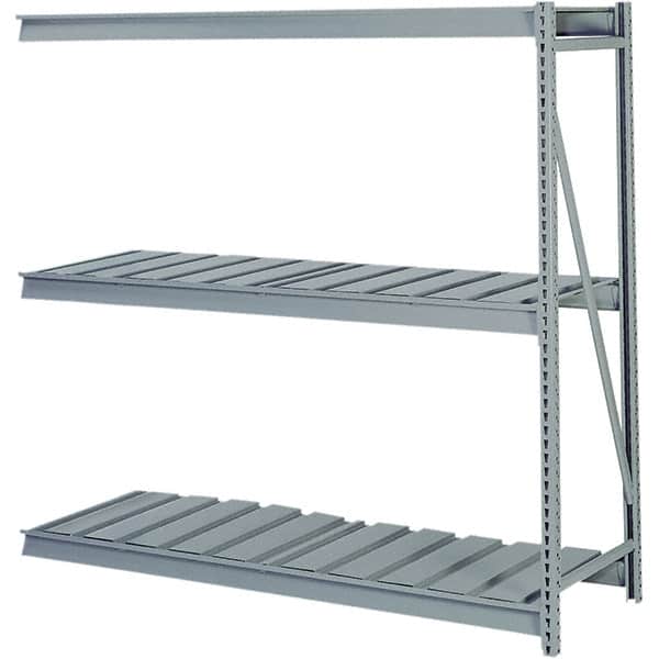 Lyon - 3 Shelf Add-On Ribbed Steel Shelving - 10,000 Lb Capacity, 72" Wide x 72" High x 24" Deep, Dove Gray - Exact Tooling
