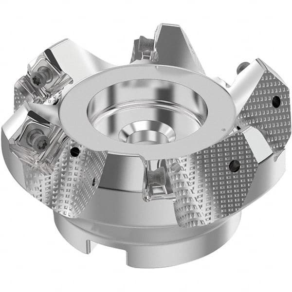 Seco - 3" Cut Diam, 1" Arbor Hole, 0.236" Max Depth of Cut, 48° Indexable Chamfer & Angle Face Mill - 6 Inserts, SN.. Insert, Right Hand Cut, 6 Flutes, Through Coolant, Series R220.54 - Exact Tooling