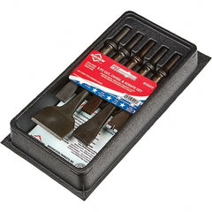 Mayhew - 1-1/8" Head Width, 8-1/2" OAL, Chisel & Scraper Set - Round Drive, Round Shank, Steel - Exact Tooling