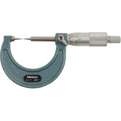0-1″ Measuring Range-0.001″ Graduation - Ratchet Thimble - High Speed Steel Face - Point Micrometer - Exact Tooling
