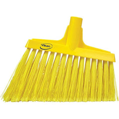 Vikan - 11-1/2" Wide, Yellow Polyester Bristles, Angled Broom - Flagged, Water Resistant - Exact Tooling