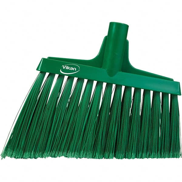 Vikan - 11-1/2" Wide, Green Polyester Bristles, Angled Broom - Flagged, Water Resistant - Exact Tooling