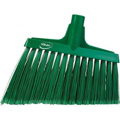 Vikan - 11-1/2" Wide, Green Polyester Bristles, Angled Broom - Flagged, Water Resistant - Exact Tooling