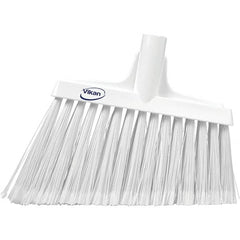Vikan - 11-1/2" Wide, White Polyester Bristles, Angled Broom - Flagged, Water Resistant - Exact Tooling