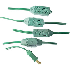 GoGreen Power - Power Cords; Cord Type: Extension Cord ; Overall Length (Feet): 9 ; Cord Color: Green ; Amperage: 13 ; Voltage: 125 ; Wire Gauge/Number of Conductors: 16/2 - Exact Tooling
