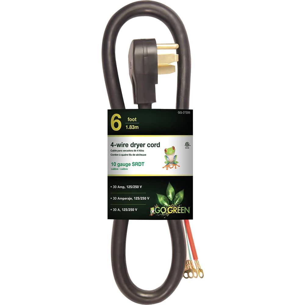GoGreen Power - Power Cords; Cord Type: Replacement Cord ; Overall Length (Feet): 6 ; Cord Color: Brown ; Amperage: 30 ; Voltage: 250 ; Wire Gauge/Number of Conductors: 10/3 - Exact Tooling