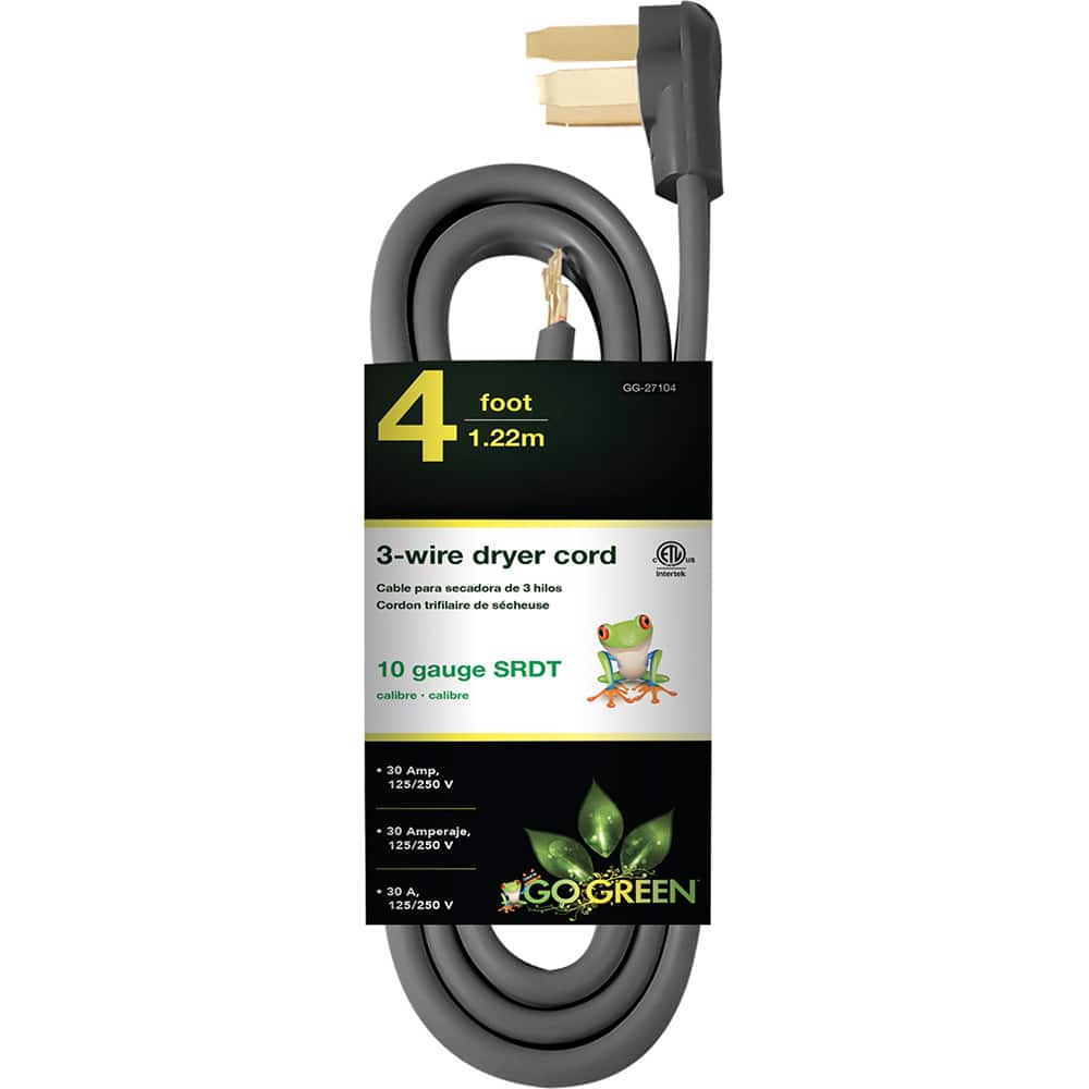GoGreen Power - Power Cords; Cord Type: Replacement Cord ; Overall Length (Feet): 4 ; Cord Color: Brown ; Amperage: 30 ; Voltage: 250 ; Wire Gauge/Number of Conductors: 10/3 - Exact Tooling