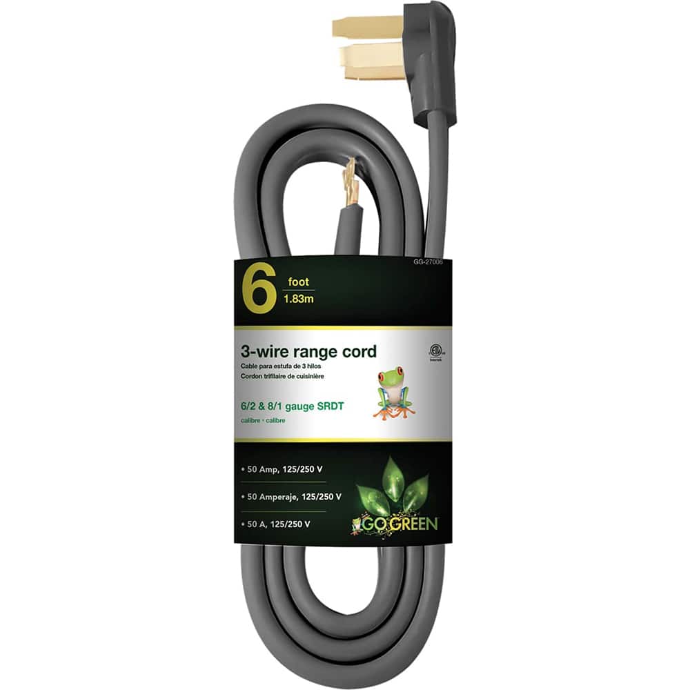GoGreen Power - Power Cords; Cord Type: Replacement Cord ; Overall Length (Feet): 6 ; Cord Color: Brown ; Amperage: 50 ; Voltage: 125 ; Wire Gauge/Number of Conductors: 6/2 & 8/2 - Exact Tooling