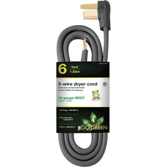 GoGreen Power - Power Cords; Cord Type: Replacement Cord ; Overall Length (Feet): 6 ; Cord Color: Brown ; Amperage: 30 ; Voltage: 250 ; Wire Gauge/Number of Conductors: 10/3 - Exact Tooling