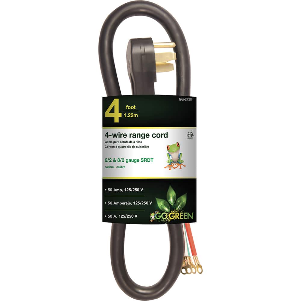 GoGreen Power - Power Cords; Cord Type: Replacement Cord ; Overall Length (Feet): 4 ; Cord Color: Brown ; Amperage: 50 ; Voltage: 250 ; Wire Gauge/Number of Conductors: 6/2 & 8/2 - Exact Tooling