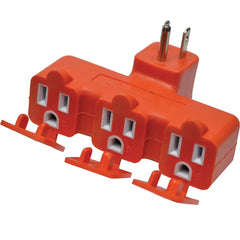 GoGreen Power - Electrical Outlet Adapters; Adapter Type: Wall Tap ; Amperage: 15 ; Voltage: 125 ; Number of Outlets: 3 ; Adapter Color: Orange ; Adapter Overall Length (Decimal Inch): 2-1/2 - Exact Tooling