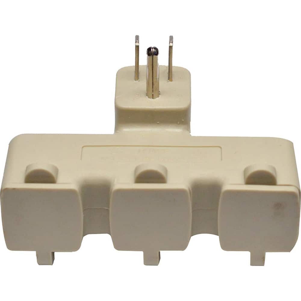 GoGreen Power - Electrical Outlet Adapters; Adapter Type: Wall Tap ; Amperage: 15 ; Voltage: 125 ; Number of Outlets: 3 ; Adapter Color: Beige ; Adapter Overall Length (Decimal Inch): 2-1/2 - Exact Tooling