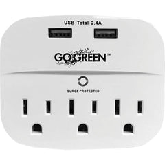GoGreen Power - Electrical Outlet Adapters; Adapter Type: Wall Tap ; Amperage: 15 ; Voltage: 125 ; Number of Outlets: 3 ; Adapter Color: White ; NEMA Configuration: Non Nema - Exact Tooling