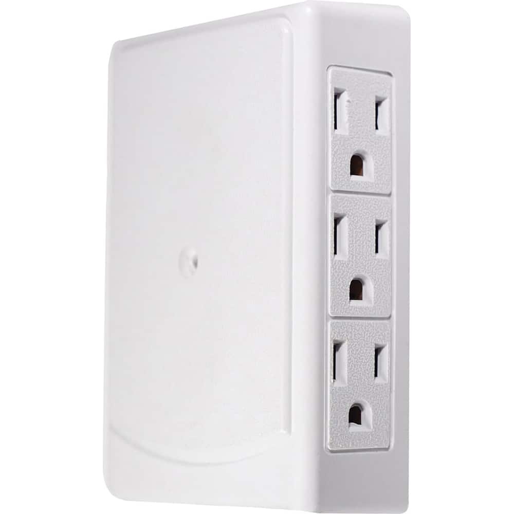 GoGreen Power - Electrical Outlet Adapters; Adapter Type: Wall Tap ; Amperage: 15 ; Voltage: 125 ; Number of Outlets: 6 ; Adapter Color: White ; Adapter Overall Length (Decimal Inch): 4-1/2 - Exact Tooling