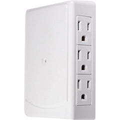 GoGreen Power - Electrical Outlet Adapters; Adapter Type: Wall Tap ; Amperage: 15 ; Voltage: 125 ; Number of Outlets: 6 ; Adapter Color: White ; Adapter Overall Length (Decimal Inch): 4-1/2 - Exact Tooling