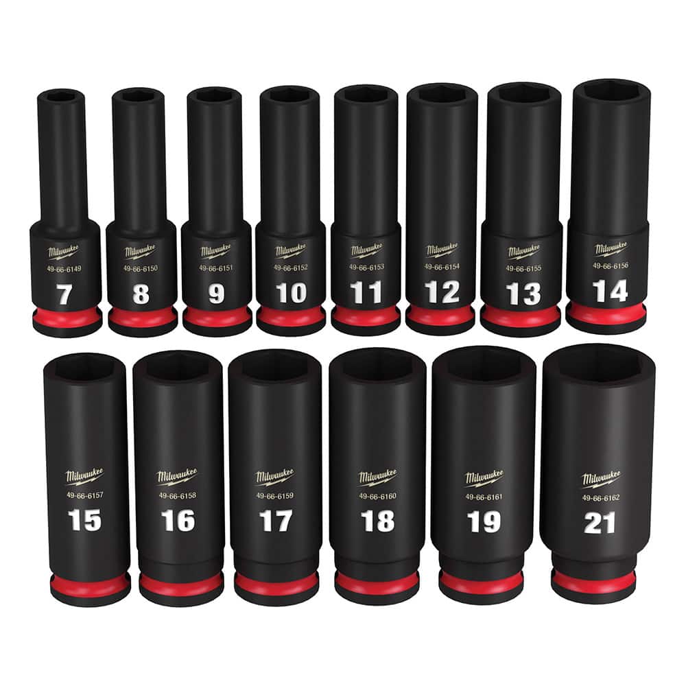 Milwaukee Tool - 14 Pc 3/8" Drive Deep Socket Set - Exact Tooling