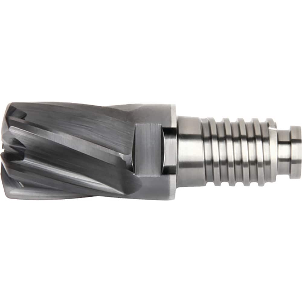 Kennametal - Square End Mill Heads; Mill Diameter (Inch): 1 ; Mill Diameter (Decimal Inch): 1.0000 ; Number of Flutes: 6 ; Length of Cut (Decimal Inch): 1.7520 ; Connection Type: Duo-Lock 25 ; Overall Length (Inch): 1.7520 - Exact Tooling