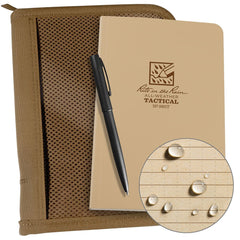 Rite in the Rain - Note Pads, Writing Pads & Notebooks; Writing Pads & Notebook Type: Tactical Notebook ; Size: 5" x 7" ; Number of Sheets: 80 ; Color: Coyote ; Includes: Pen, Tactical Field Book, Book Cover - Exact Tooling