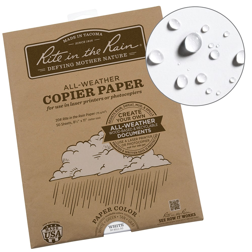 Rite in the Rain - Office Machine Supplies & Accessories; Office Machine/Equipment Accessory Type: Copy Paper ; For Use With: Laser Jet Printer ; Detailed Product Description: Rite in the Rain Weatherproof Laser Printer Paper, 8.5" x 11", 20# White, 50 S - Exact Tooling