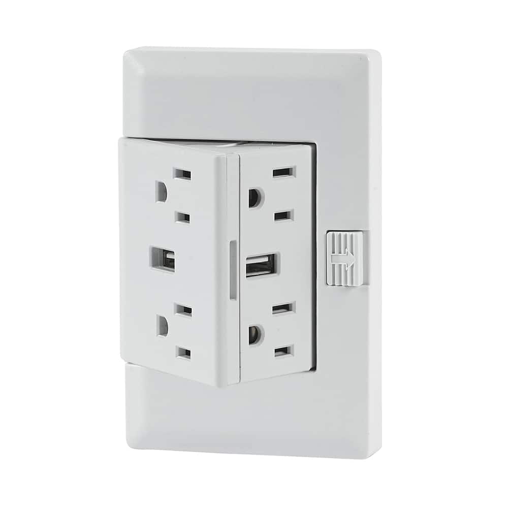 The OUTlet - Straight Blade Receptacles; Receptacle Type: Duplex Receptacle ; Grade: Residential ; Color: White ; NEMA Configuration: 5-15R ; Amperage: 15 ; Voltage: 120 - Exact Tooling