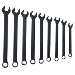 Blackhawk by Proto - 9 Piece, 1/4" to 3/4", 12 Point Combination Wrench - Inch Measurement Standard, Black Finish, Comes in Vinyl Roll - Exact Tooling