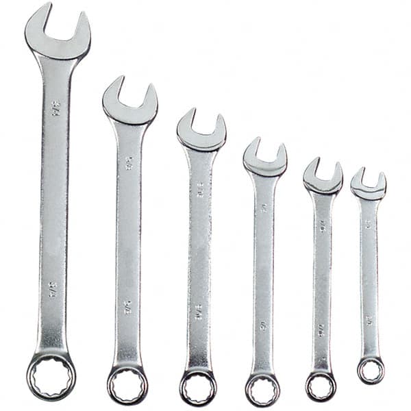 Blackhawk by Proto - 6 Piece, 3/8" to 3/4", 12 Point Combination Wrench - Inch Measurement Standard, Satin Finish, Comes in Vinyl Roll - Exact Tooling