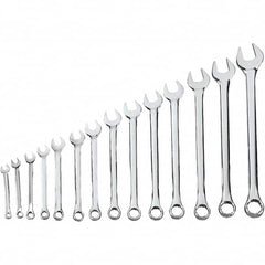 Blackhawk by Proto - 14 Piece, 5/16" to 1-1/4", 12 Point Combination Wrench - Inch Measurement Standard, Full Polish Finish, Comes in Vinyl Roll - Exact Tooling