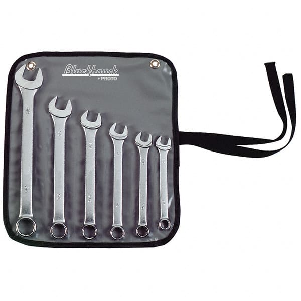 Blackhawk by Proto - 8 Piece, 1/4" to 3/4", 12 Point Combination Wrench - Inch Measurement Standard, Satin Finish, Comes in Plastic Case - Exact Tooling