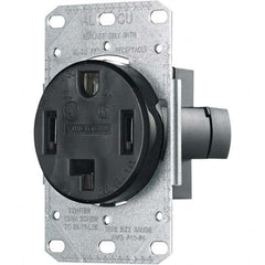 Hubbell Wiring Device-Kellems - 125/250 VAC 30A NEMA 14-30R Residential Grade Black Straight Blade Single Receptacle - Exact Tooling