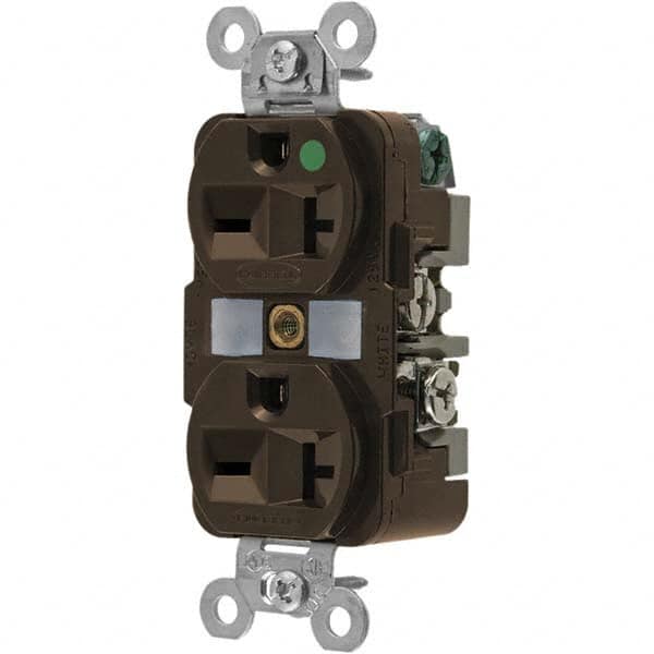 Hubbell Wiring Device-Kellems - 250 VAC 20A NEMA 6-20R Hospital Grade Brown Straight Blade Duplex Receptacle - Exact Tooling