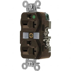 Hubbell Wiring Device-Kellems - 250 VAC 20A NEMA 6-20R Hospital Grade Brown Straight Blade Duplex Receptacle - Exact Tooling
