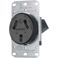 Hubbell Wiring Device-Kellems - 125/250 VAC 50A NEMA 10-50R Residential Grade Black Straight Blade Single Receptacle - Exact Tooling