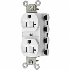 Hubbell Wiring Device-Kellems - 125V 20A NEMA 5-20R Specification Grade White Straight Blade Duplex Receptacle - Exact Tooling