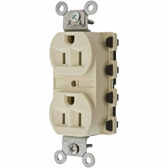Hubbell Wiring Device-Kellems - 125V 15A NEMA 5-15R Specification Grade Ivory Straight Blade Duplex Receptacle - Exact Tooling