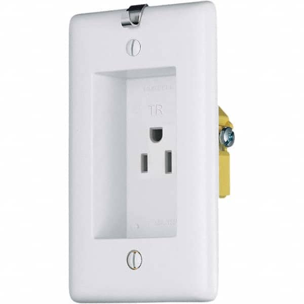 Hubbell Wiring Device-Kellems - 125V 15A NEMA 5-15R Residential Grade White Straight Blade Single Receptacle - Exact Tooling