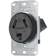 Hubbell Wiring Device-Kellems - 125/250 VAC 30A NEMA 10-30R Residential Grade Black Straight Blade Single Receptacle - Exact Tooling