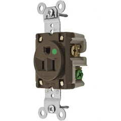 Hubbell Wiring Device-Kellems - 125V 15A NEMA 5-15R Hospital Grade Brown Straight Blade Single Receptacle - Exact Tooling