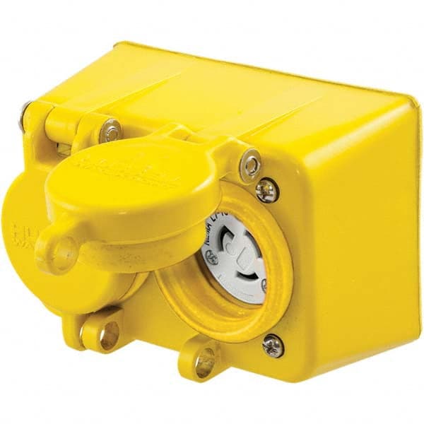 Hubbell Wiring Device-Kellems - 277 VAC 15A NEMA 7-15R Industrial Grade Yellow Straight Blade Duplex Receptacle - Exact Tooling