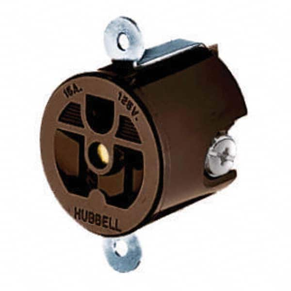 Hubbell Wiring Device-Kellems - 125V 15A NEMA 5-15R Industrial Grade Brown Straight Blade Single Receptacle - Exact Tooling