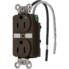 Hubbell Wiring Device-Kellems - 125V 15A NEMA 5-15R Hospital Grade Brown Straight Blade Duplex Receptacle - Exact Tooling